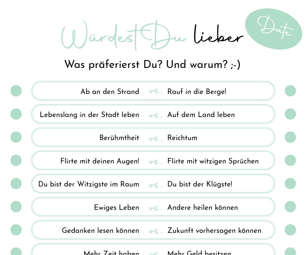 Würdest Du lieber – Date Edition 💞 – Bild 2